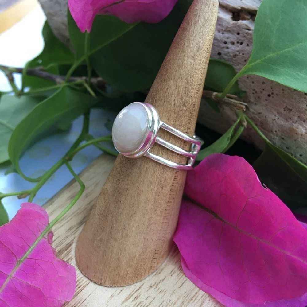 Natural Pink Morganite Sterling Silver Ring Size 7